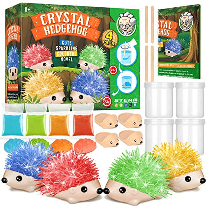 Crystal Growing Kit - 4 Vibrant Hedgehogs Fast 24H, STEM Gift for Kids 6-12 - color: 4 Hedgehog Crystal