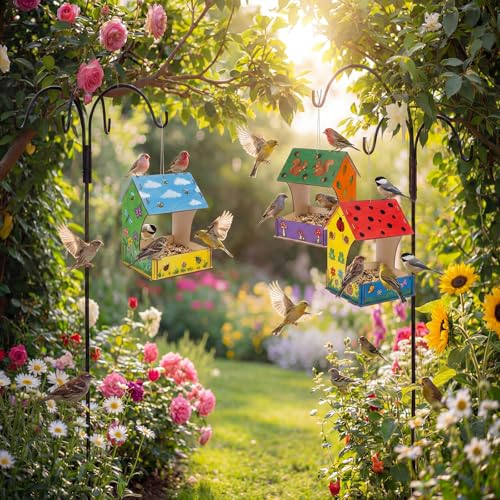 6 Pack Wooden Bird Feeder Kits Bulk Bird Houses to Paint Unfinished Craft
