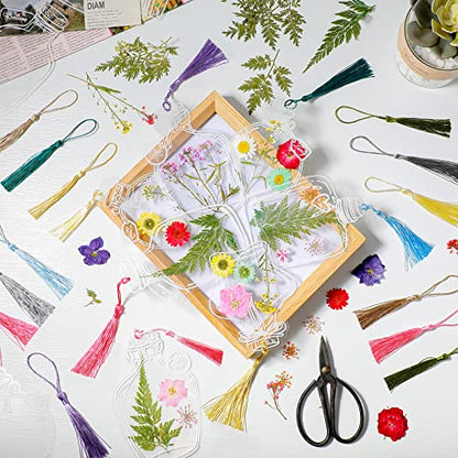 Taobary 91 Pcs DIY Dried Flowers Bookmarks Transparent, Classic Color - color: Classic Color