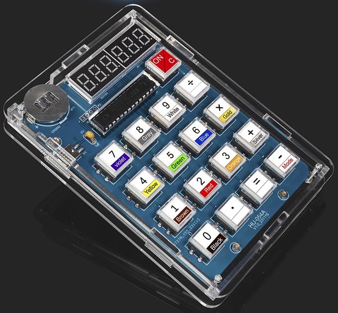 DIY Electronic Calculator Kit, 6-Digit Display, Soldering Practice Project with Resistance Reader