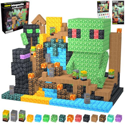 100PCS Magnetic Building Blocks, Sensory Stacking Toys for Kids Ages 3+ - color: Green Monster