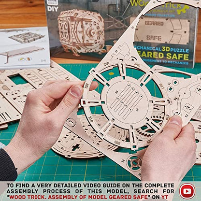 Wood Trick Safe Locker Puzzle Box 3D Wooden Puzzles for Adults to Build - color: Geared Safe