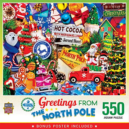 Masterpieces 550 Piece Jigsaw Puzzle For Adults, Family, Or Kids - Greetings From The North Pole - 18"x24" - style: The North Pole