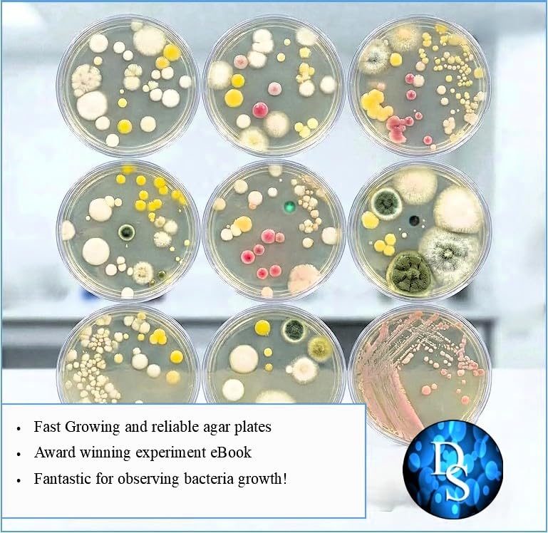 Grow Bacteria for Science Experiments. STEM Education. Pre-Poured Agar Plates (100mm) with Swabs. eBook Available. Our Petri Plates are Manufactured in the USA!