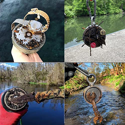 MUTUACTOR Fishing Magnet Kit Heavy Duty, Double Sided 1320lbs Rare Earth Magnets with 65Ft Salvage Rope, Super Strong Φ2.95'' Neodymium Magnet Fishing Kit for Retrieving Treasure in River - style: 1320lb Magnet(Double Sided)--Φ 2.95"