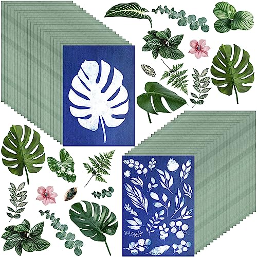 40 Sheets Sun Print Kit Cyanotype Paper, A5 Sun Art Printing Sunprint Paper, High Sensitive Nature Solar Activated Papers for Arts Crafts DIY Project (5.8x8.3 Inch)