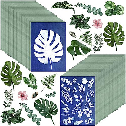 40 Sheets Sun Print Kit Cyanotype Paper, A5 Sun Art Printing Sunprint Paper, High Sensitive Nature Solar Activated Papers for Arts Crafts DIY Project (5.8x8.3 Inch)