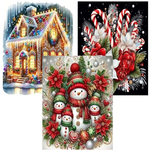3 Pack Diamond Art Kits for Adults Christmas Diamond Painting Kit 12x16in - color: 3 Pack Christmas-C, size: 11.8 x 15.7 inches