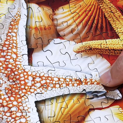 Think2Master Colorful Rainbow of Starfish & Seashells 1000 Pieces Large Format Jigsaw Puzzle for 13+, Teens, Adults & Families. Beautiful Vibrant Illustration Artwork Size: 26.8” X 18.9” - style: Starfish & Seashells