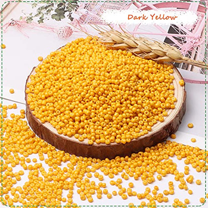 5000pcs Dark Yellow Glass Seed Beads Bulk, Small Tiny Waist Spacer Beads for Bracelet, Necklace Jewelry Making, DIY Craft Projects(3mm 8/0) - color: Dark Yellow, size: 3mm