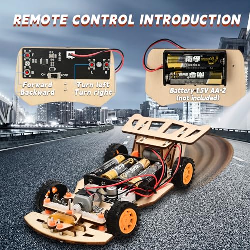 Self-Centering Steering Remote Control Car，STEM Projects for Kids Ages 8-12，Engineering kit, DIY rc car kit, STEM Kits for Kids Ages 8-12