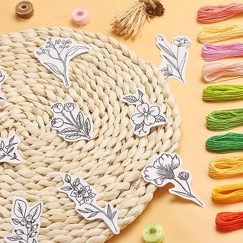 Patemby 100Pcs Embroidery Pattern Water Soluble Embroidery Stabilizers, Stick and Stitch Embroidery Paper Wash Away with Pre-Printed Pattern Design Stencils Transfer for Hand Sewing Lover Beginner - color: Flower, Pack of 2