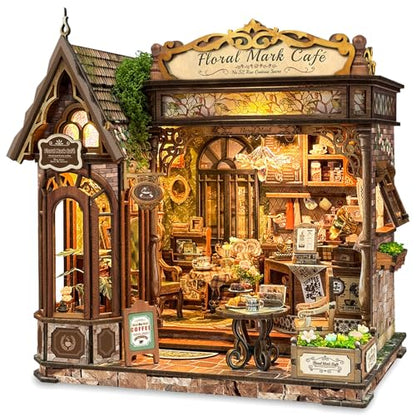 Floral Mark Cafe Book Nook Kit for Adults with LED Lights - color: Floral Mark Cafe