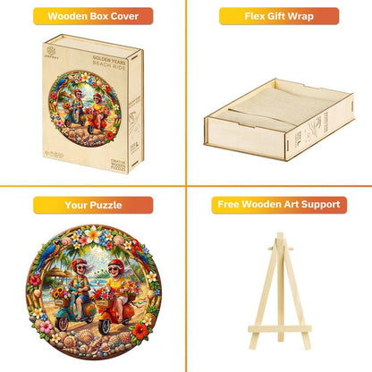 Jigfoxy Wooden Puzzles for Adults, Golden Years Beach Ride Wood Puzzle - color: Golden Years Beach Ride, size: Medium