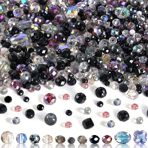 Black Glass Beads Bulk for Jewelry Making, Suncatchers, Crafts - color: Black, size: 636pcs