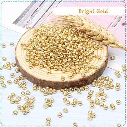 5000pcs Bright Gold Glass Seed Beads Bulk, Small Tiny Waist Spacer Beads for Bracelet, Necklace Jewelry Making, DIY Craft Projects(3mm 8/0) - color: Bright Gold, size: 3mm