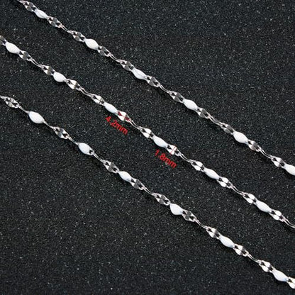 UMAOKANG White Enamel Chain for Jewelry Making Stainless Steel Lip Chains - color: Steel-White
