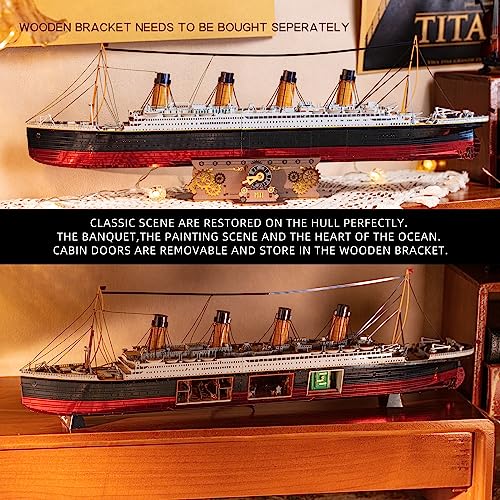 MU 3D Metal Puzzle for Adult Titanic Ship Model Building with LED Lighting, RMS Titanic Ocean Liner Metal Puzzle Model Kits Toys, Watercraft Home Desk Decor, 581pcs
