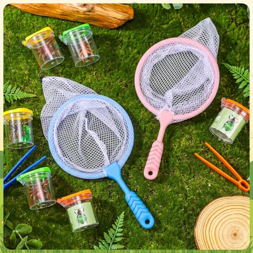 Halloscume 40 Pcs Butterfly Bug Net for Kid Collecting Insect, Fishing Net with Anti Slip Grip, Outdoor Tools for Catching Bugs Fish, Spring Outing Supplies for Kids Nature Exploration