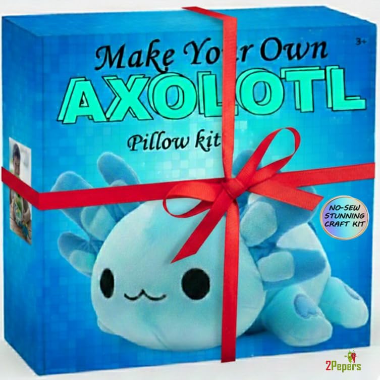 Axolotl Plushie Kit, DIY Animal Toy Fun Arts and Crafts For Boys & Girls - style: AXOLOTL (blue)