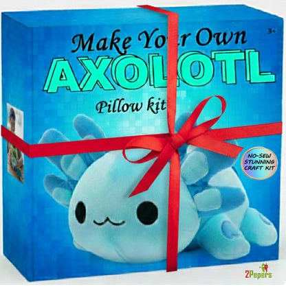 Axolotl Plushie Kit, DIY Animal Toy Fun Arts and Crafts For Boys & Girls - style: AXOLOTL (blue)