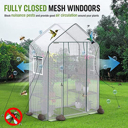 WORKPRO Portable Small Greenhouses(56"x 29"x 77") for Outdoor/Indoor - style: 56" L X 28" W X 77" H- Walk in Small