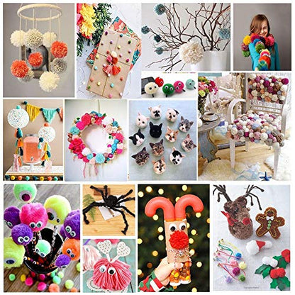 RRigo Weaving Loom Kit, 8pcs Frame Looms with 4 pom pom Maker, Knitting Wool, Round/Square Knitting Looms Craft Kit Multi Color (Instructions Included)