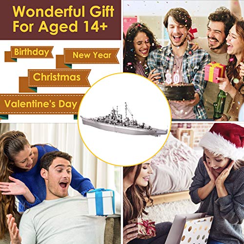 Piececool 3D Metal Puzzles for Adults Metal Watercraft Model Kits, Bismarck Battleship 3D Model Kits for Teenagers DIY Stress Relief, Great Birthday Gift -207 Pcs - color: Bismarck