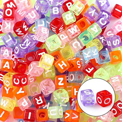 Augshy 1400pcs 5 Color Acrylic Alphabet Beads for DIY Bracelets Making - color: 5colors B