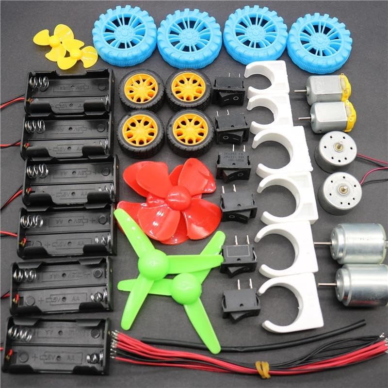 141-Piece DC Motor Kit – Electric Mini Motor with Plastic Gears, Mounting Bracket, Shaft & Propeller for DIY Science Projects
