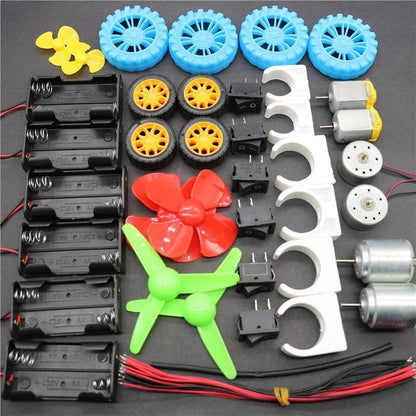 141-Piece DC Motor Kit – Electric Mini Motor with Plastic Gears, Mounting Bracket, Shaft & Propeller for DIY Science Projects