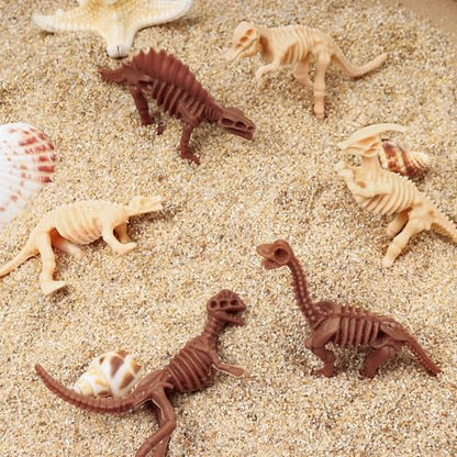 30 PCS Dinosaur Fossil Skeletons, Assorted Dinosaur Skeleton Toys Figures for Science Play Dino Sand Dig Party Favor Decorations - style: Light and brown