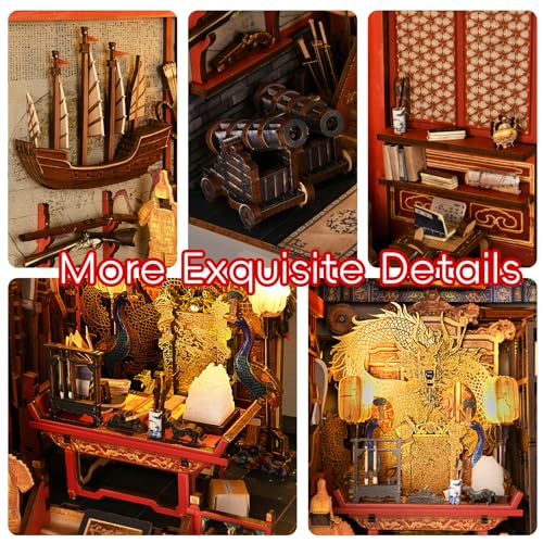 MiniCity Emperor's Study Book Nook Kit, 3D Wooden Bookshelf Puzzle with LED - color: The Emperor's Study