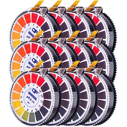 Jovitec Universal Ph Test Paper Strips Ph Test Strips Roll, Measure Full Range 0-14 Each 16.4 ft(12 Rolls)
