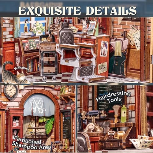 Cutefun Book Nook Kit - DIY Miniature Dollhouse Kit for Adults and Teens - color: John's Hair Salon