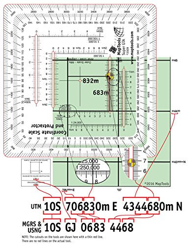 MapTools Improved Military Style MGRS/UTM Coordinate Grid Reader, and Protractor