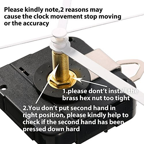 Hicarer 28 mm Quartz Clock Movement Long Shaft Repair Kit for Watch Parts (White) - color: White