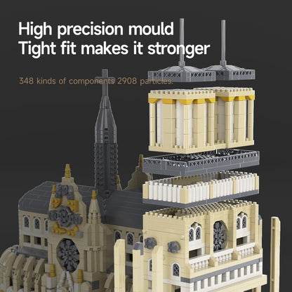 Notre Dame de Paris Micro Brick Building Set (2908 Pieces) – Landmark Model Educational Toy Gift for Kids and Adults - color: Notre Dame