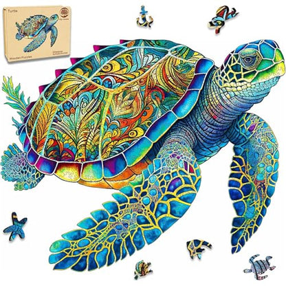 Mys Aurora FSC Certified Sea Turtle Wooden Puzzles 500 Pieces - color: Ocean Turtle, size: 500 Pieces