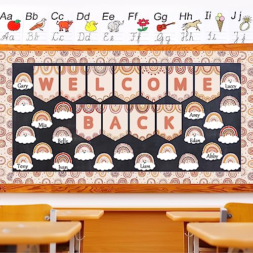 Boho Rainbow Welcome Bulletin Board Decoration Set Welcome Back to School Bulletin Board Cutouts for Party School Classroom Door Bulletin Board Border Craft Home Wall(Boho Rainbow) - style: Boho Rainbow
