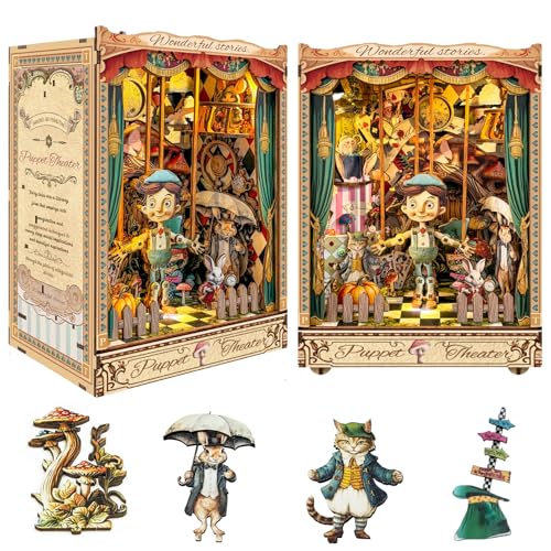 Spilay Book Nook Kit for Adults, Puppet Theatre DIY Miniature House Kit - color: Puppet Theatre With Dust Cover