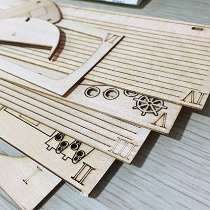 HAPYLY Scale DIY Hobby Wooden Ship Science Equipmen Assembly Model Boat Kits Sailing Boat Kit Decor Toy Gift (1:30) - size: 1:30