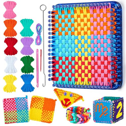 REENLIV Upgraded Weaving Loom Kit Toys for Kids & Adults, DIY Arts & Crafts - color: Blue