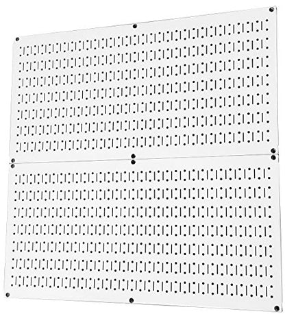 Pegboard Rack Wall Control Home & Garage Tool Storage & Organization White Metal Pegboard Pack - Two 32-Inch x 16-Inch White Steel Peg Board Panels - color: White