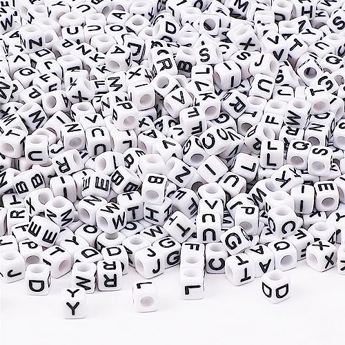 Augshy 1400pcs Square Acrylic Alphabet Beads for DIY Jewelry Making - color: White