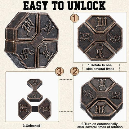 Wettarn 9 Pcs Metal Brain Teasers 3D Steel Puzzle Set, Classic Style - style: Classic Style