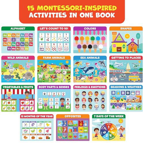 Preschool Busy Book for Toddlers 3-5, Educational Montessori Activity Toy
