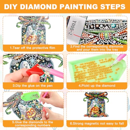 NAIMOER Halloween Diamond Art Hanging Kits for Adults, Ghost 5D Special Shaped Rhinestone, DIY Acrylic Diamond Art Painting Window Pendants Home Garden Wall Hanging Ornament Kits, Double Sided - color: Halloween Ghost Bottle