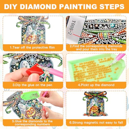 NAIMOER Halloween Diamond Art Hanging Kits for Adults, Ghost 5D Special Shaped Rhinestone, DIY Acrylic Diamond Art Painting Window Pendants Home Garden Wall Hanging Ornament Kits, Double Sided - color: Halloween Ghost Bottle