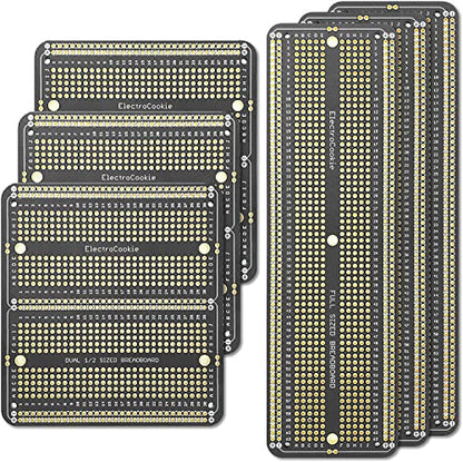 ElectroCookie Large PCB Prototype Board Kit Solderable Breadboards for Electronics Projects Compatible for DIY Arduino Soldering Projects, Gold-Plated (6 Multi-Pack, Black)